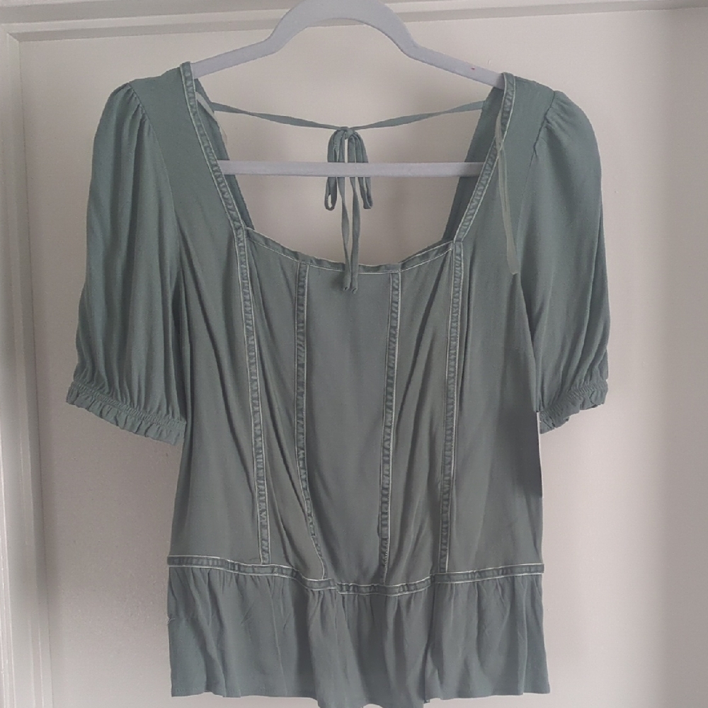 Kohl's Sage Green Blouse with Tie Back